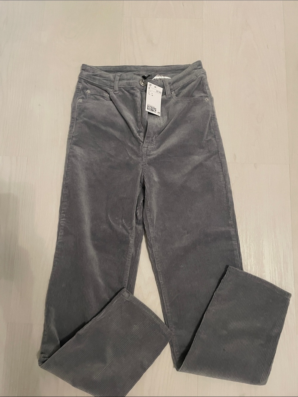 H&M Gray Corduroy Wide-Leg Jeans